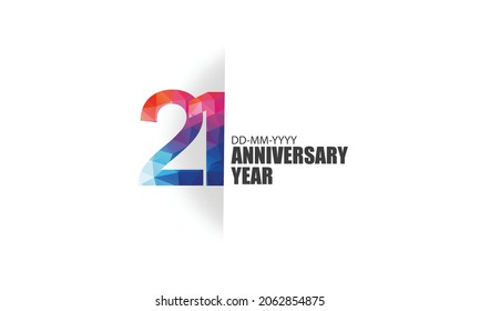 21 year anniversary full color polygon geometry style background for event, birthday, gift - vector