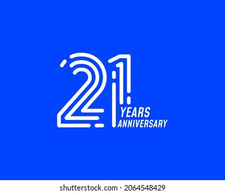 21 year anniversary logo design. Simple line number for celebration. Minimalist digital stripe