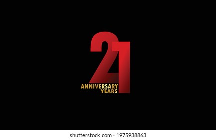 21 year anniversary red color, minimalist logo years, jubilee, greeting card. invitation on Grey background - Vector