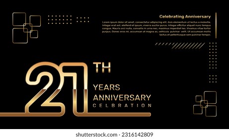 21 year anniversary template design with gold color and double line numbers, vector template