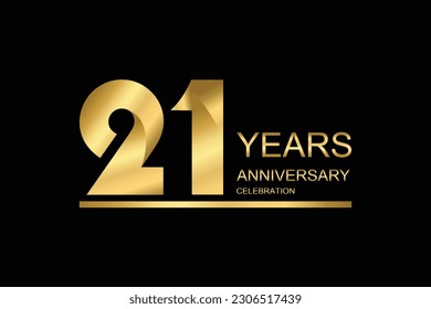 21 year anniversary vector banner template. gold icon isolated on black background. svg