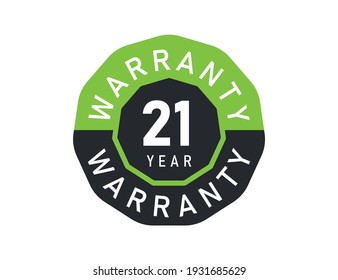 21 year warranty logo isolated on white background. 21 years warranty image