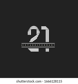 21 years or 21st anniversary celebration linear letter style