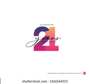 21 years anniversary or birthday celebration design template Vector.
