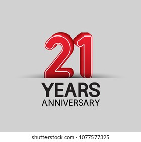 21 years anniversary celebration company design red big number isolated on white background 