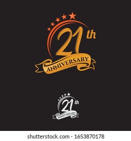 21 years anniversary celebration design with thin number shape golden color for special celebration event