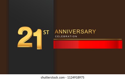 21 years anniversary celebration logotype golden color with red ribbon elegant design for anniversary celebration, invitation card, and greeting card.
