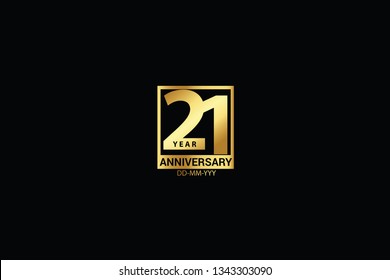 21 years anniversary celebration logotype. anniversary logo with golden and Spark light white color isolated on black background, vector design for celebration, invitation and greeting card-Vector