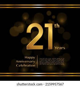 21 years anniversary celebration logotype with gold color, for booklet, leaflet, magazine, brochure poster, banner, web, invitation or greeting card. Vector illustrations.