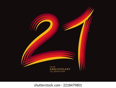 21 Jahre Jubiläum Feier Logotype rote Linie Vektor, 21 Geburtstag Logo, 21 Zahlen Design, Banner-Vorlage, Logo-Nummer Elemente für Einladungskarte, Poster, T-Shirt.