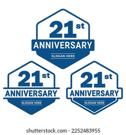 21 years anniversary celebration logotype. 21st anniversary logo collection. Set of anniversary design template. Vector and illustration.