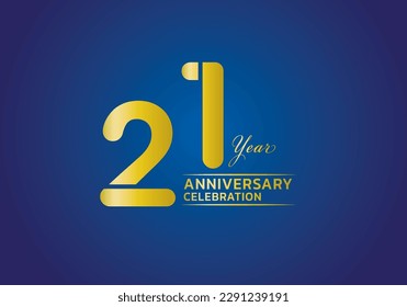 21 years anniversary celebration logotype gold color vector, 21th birthday logo, 21 number, anniversary year banner, anniversary design elements for invitation card and poster. number design vector