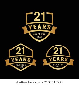 21 years anniversary celebration logotype. 21st anniversary logo collection. Set of anniversary design template. Vector illustration.