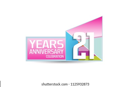 21 years anniversary celebration modern design with colorful pink color for celebration event. Vector design for celebration, invitation card, and greeting card