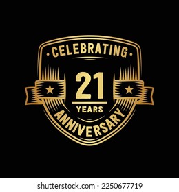 21 years anniversary celebration shield design template. 21st anniversary logo. Vector and illustration.
