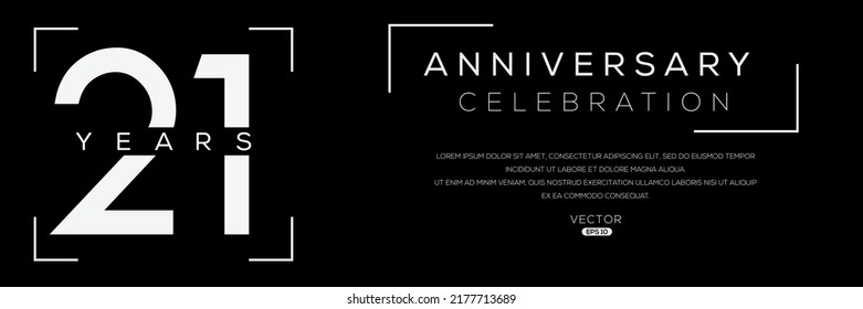 21 years anniversary celebration template, Vector illustration.