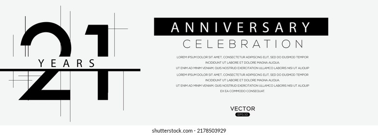 21 years anniversary celebration template, Vector illustration.