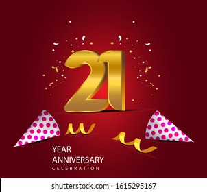 21 Years Anniversary Celebration Vector Template Design Illustration