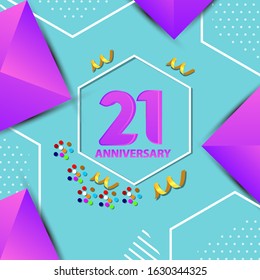 21 Years Anniversary Celebration Vector Template Design Illustration