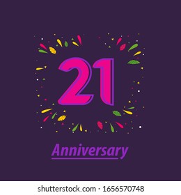 21 Years Anniversary Celebration Vector Template Design Illustration