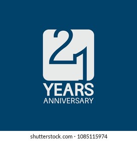 21 years anniversary design blue color with white square for company celebration 