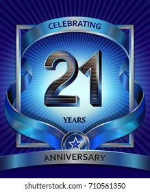 21 years anniversary design template for invitation, advertising, banner, vector design