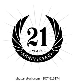 21 years anniversary. Elegant anniversary design. 21 years logo.