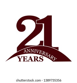 21 years anniversary, flat simple design, logo