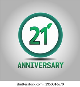 21 years Anniversary with go green design. Simple design with leave on second number. Green font and circle. My all design can see in my portofolio