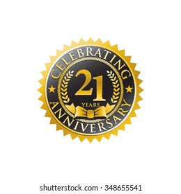 21 Years Anniversary Golden Black Badge Logo