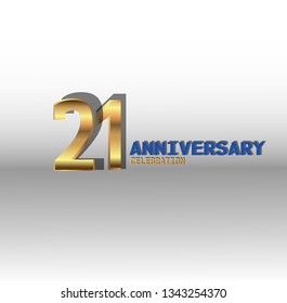 21 years Anniversary golden font with white background