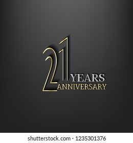 21 years Anniversary Golden line and silver text template with dark background