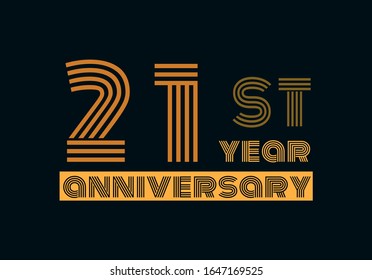 21 years anniversary line style gold color with the gray background 