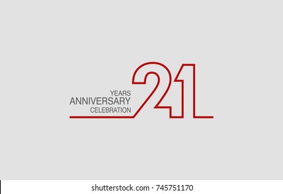 21 years anniversary linked logotype with red color isolated on white background for company celebration event