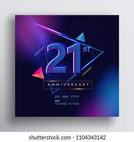 21 Years Anniversary Logo with Colorful Galactic background, Vector Design Template Elements for Invitation Card and Poster Your Birthday Celebration.