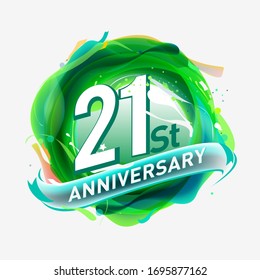 21 years Anniversary logo with colorful abstract background, vector design template elements for invitation card and poster your birthday celebration.