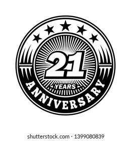 21 years anniversary. Anniversary logo design. Vector and illustration.