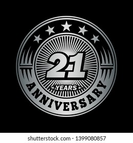 21 years anniversary. Anniversary logo design. Vector and illustration.