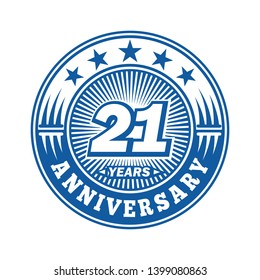 21 years anniversary. Anniversary logo design. Vector and illustration.