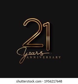 21 Years Anniversary Logo Golden Colored isolated on black background, vector design for greeting card and invitation card