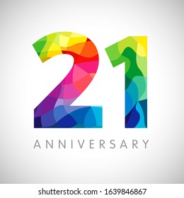 21 years anniversary logo. Isolated abstract graphic web design template