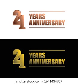 21 Years Anniversary Logo Template. Gold color graphic design element for 21 years anniversary birthday banner 
