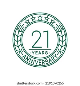 21 years anniversary logo template. 21st line art vector and illustration.