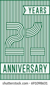 21 years anniversary logo. Vector and illustration. Line art anniversary design template.