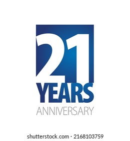 21 Years Anniversary negative space numbers blue white logo icon banner