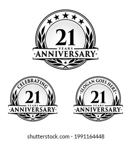 21 years anniversary set. 21st celebration logo collection. Vector and illustration. 