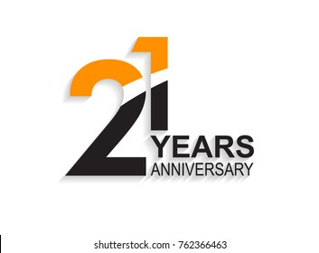 21 years anniversary simple design with white slash in orange and black number for celebration event