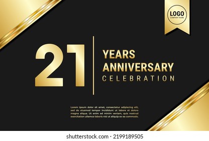 21 Years Anniversary template design. Golden Anniversary Celebration, vector illustration.