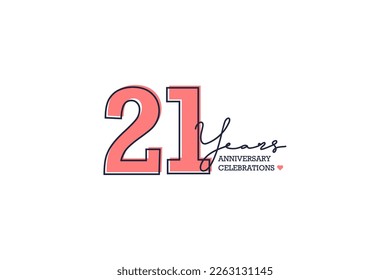 21 years anniversary. Anniversary template design concept with peach color and black line, design for event, invitation card, greeting card, banner, poster, flyer, book cover and print. Vector Eps10