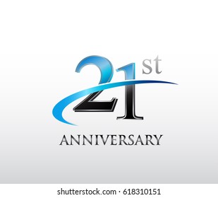 21 years anniversary Template logo with swoosh